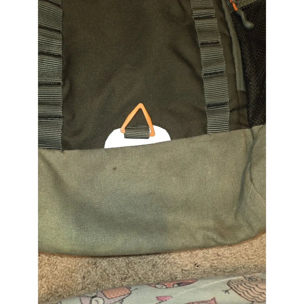 Puma Olive Green and Orange Backpack Sport School Bag Padded Straps Needs Repair